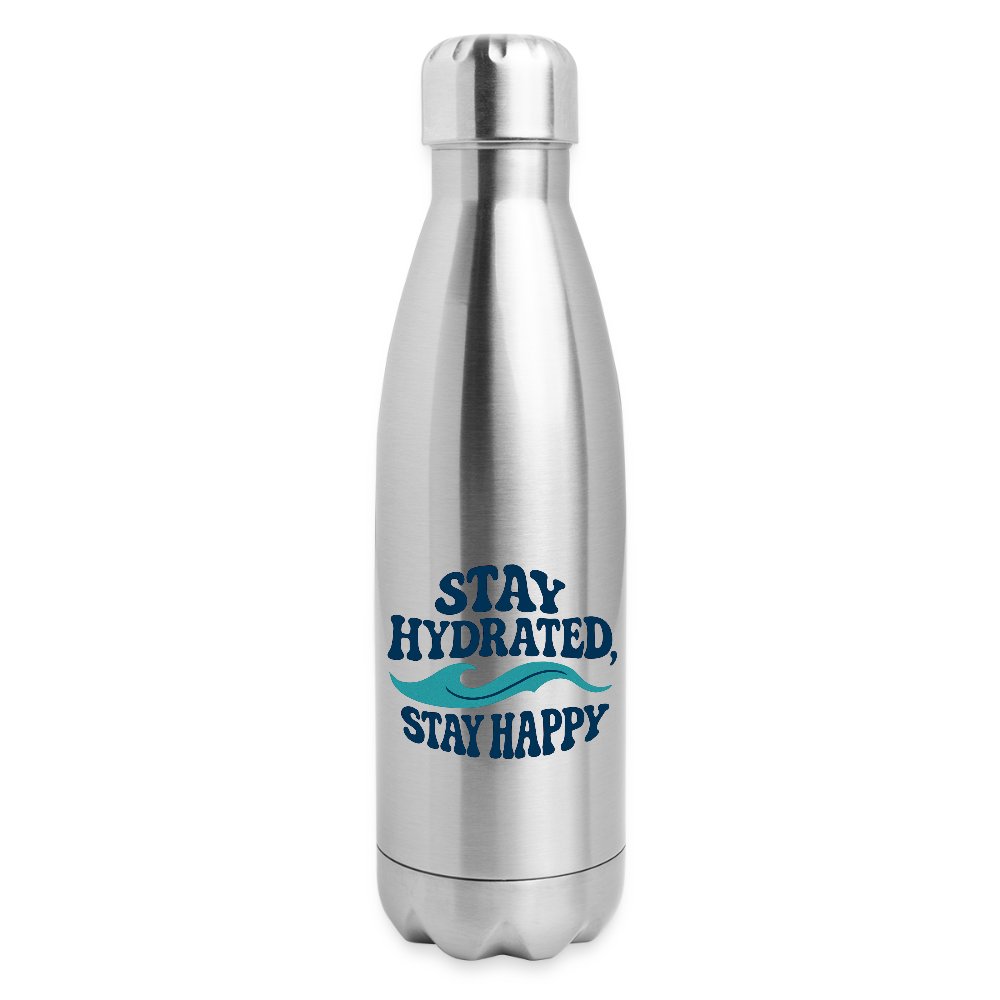 Stay Hydrated, Stay Happy Bottle - silver
