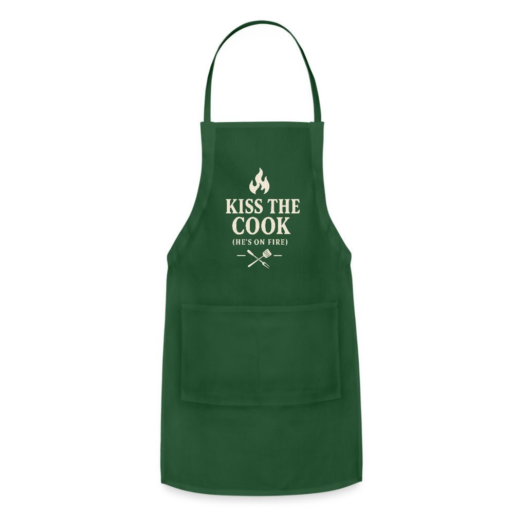 Kiss the Cook (He’s on Fire) Apron - forest green