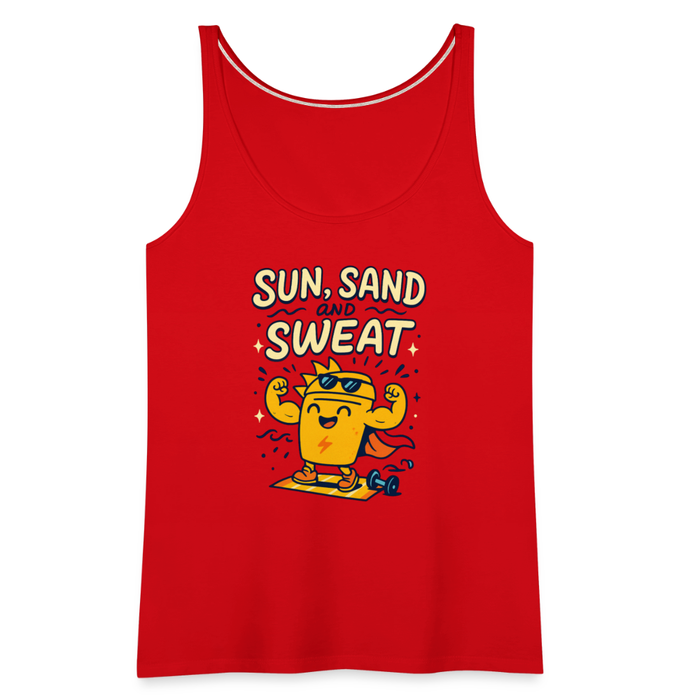 Sun, Sand, and Sweat Tank Top - red