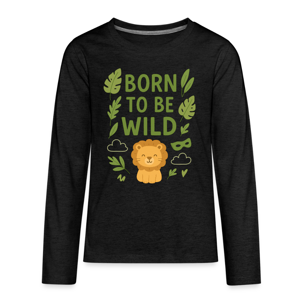 Born to Be Wild Kids Long Sleeve Tee - charcoal grey