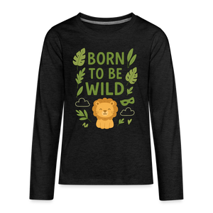 Born to Be Wild Kids Long Sleeve Tee - charcoal grey