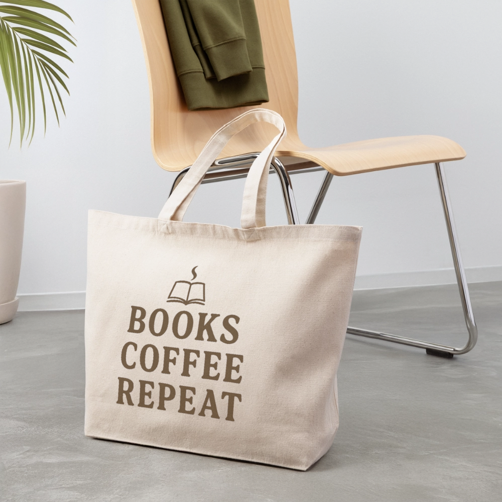 Books, Coffee, Repeat Tote Bag - natural