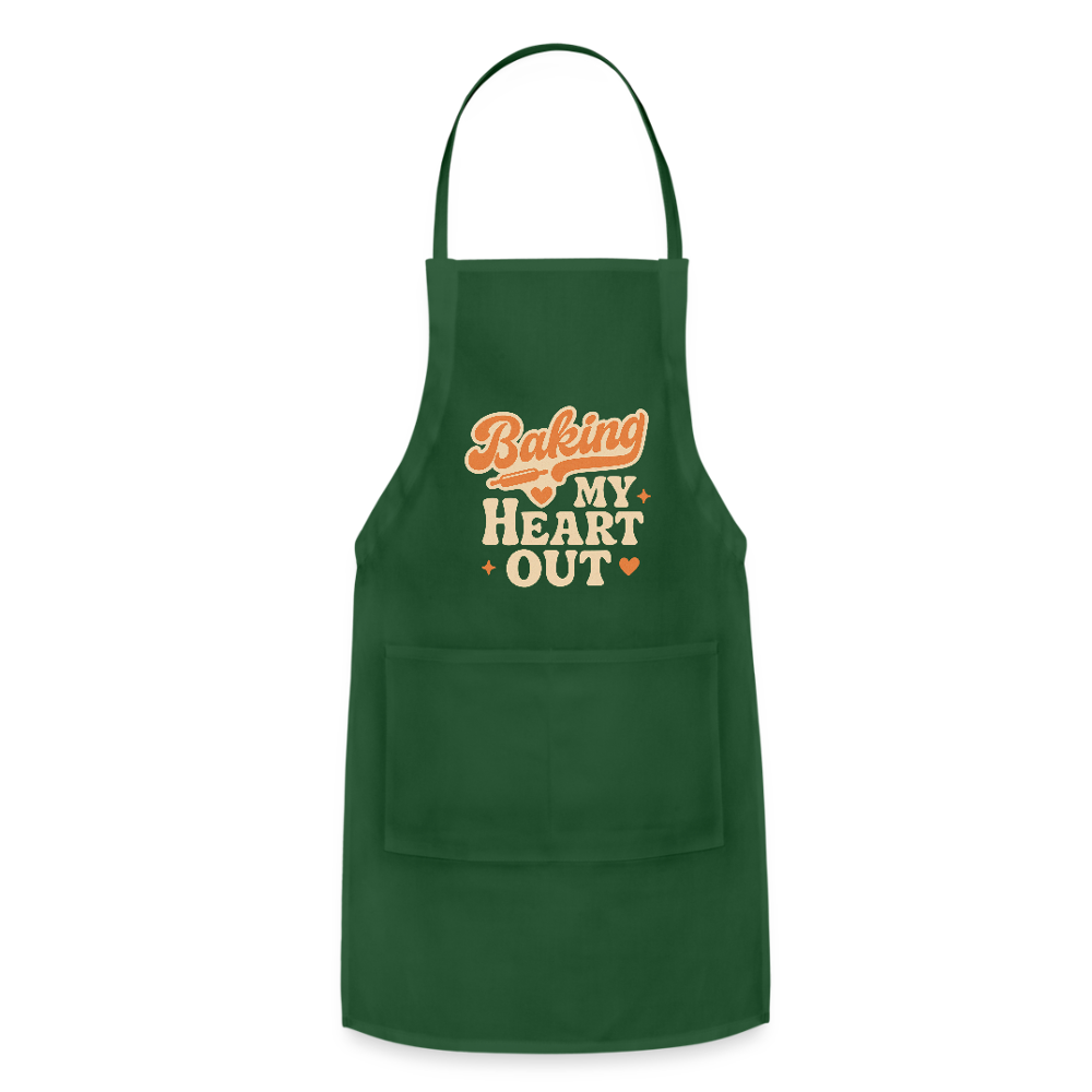 Baking My Heart Out" Apron - forest green