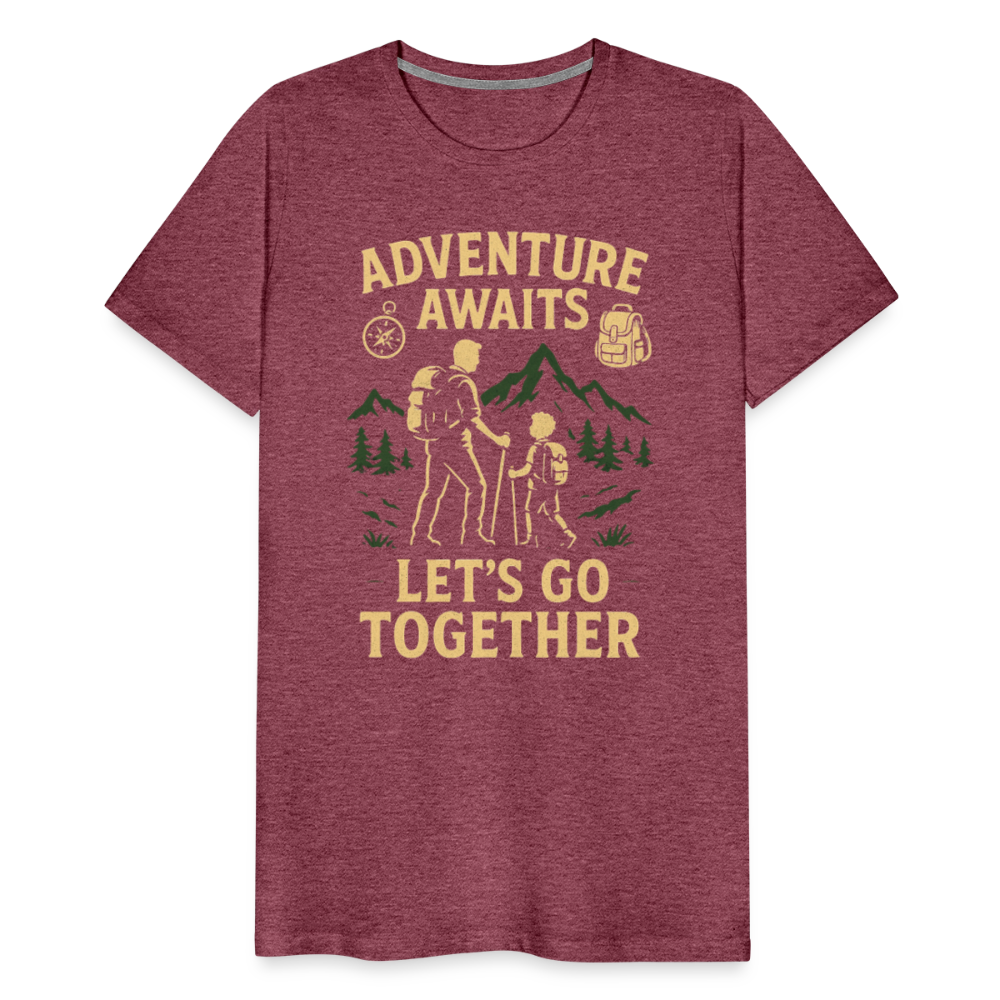 Adventure Awaits, Let’s Go Together T-shirt - Family Adventure Shirt - heather burgundy