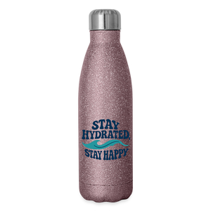 Stay Hydrated, Stay Happy Bottle - pink glitter