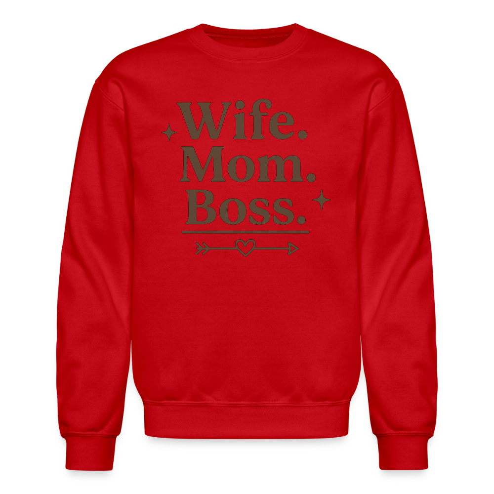 Wife. Mom. Boss. Sweatshirt - red