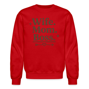 Wife. Mom. Boss. Sweatshirt - red