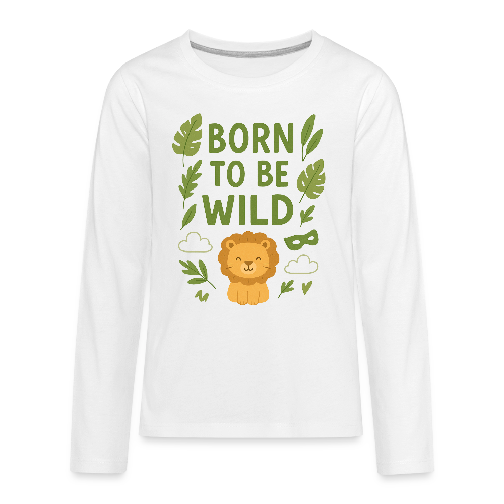 Born to Be Wild Kids Long Sleeve Tee - white