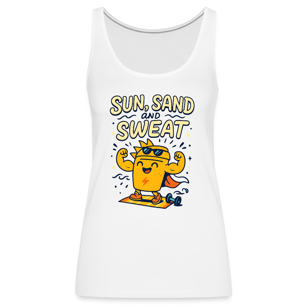 Sun, Sand, and Sweat Tank Top - white