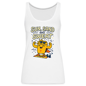 Sun, Sand, and Sweat Tank Top - white