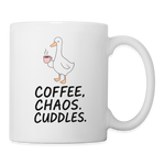 Coffee. Chaos. Cuddles. Mug - Fun, Cozy Mug for Busy Mornings - white