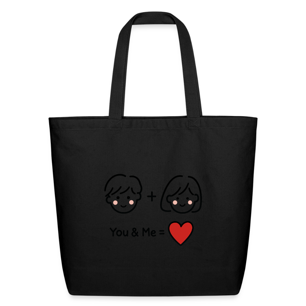 You + Me = Love Tote Bag - black