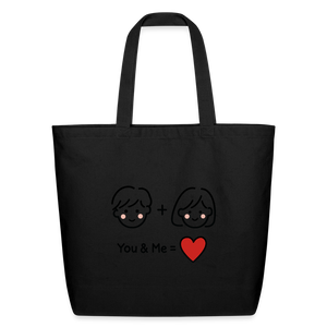 You + Me = Love Tote Bag - black