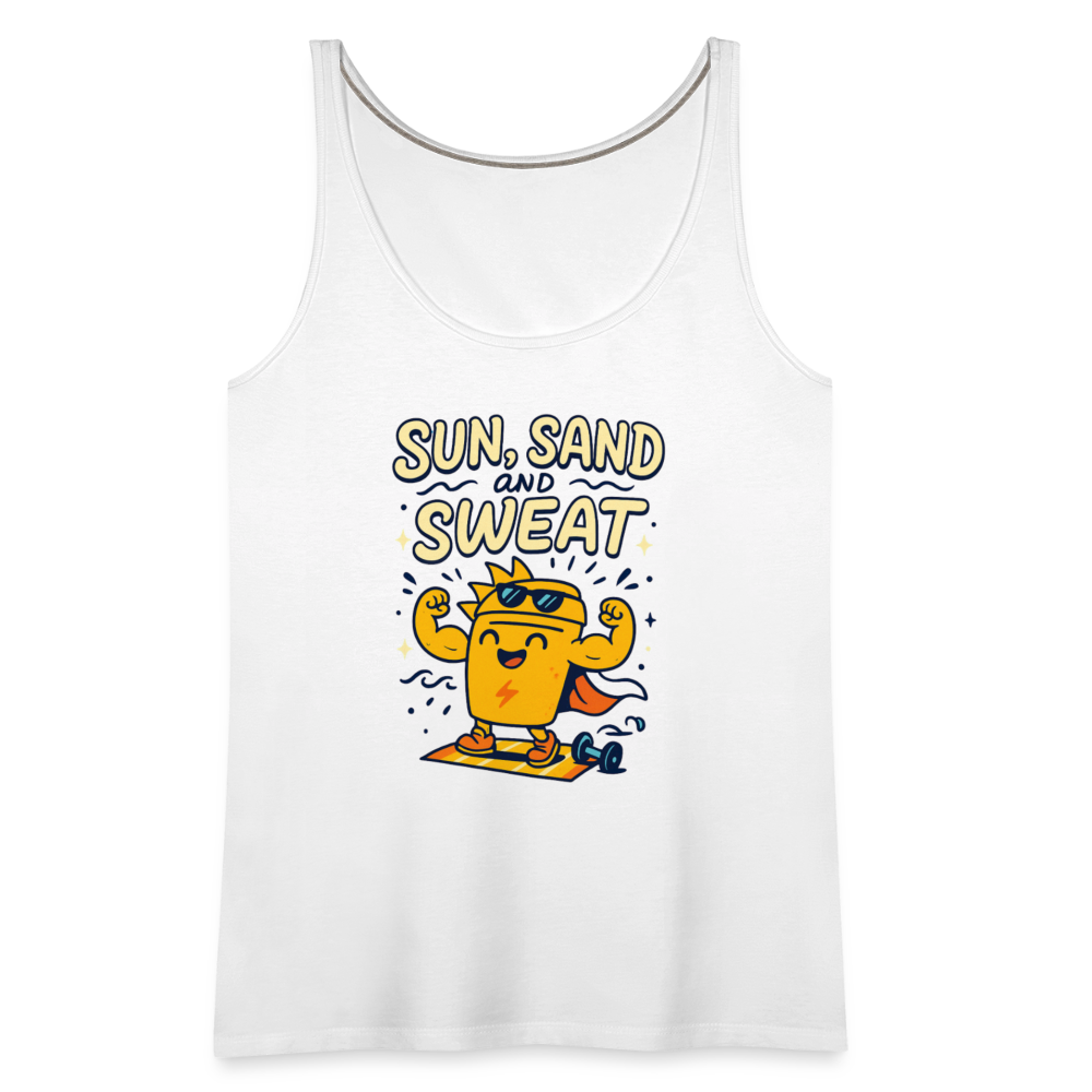 Sun, Sand, and Sweat Tank Top - white
