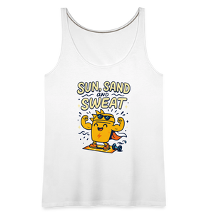 Sun, Sand, and Sweat Tank Top - white