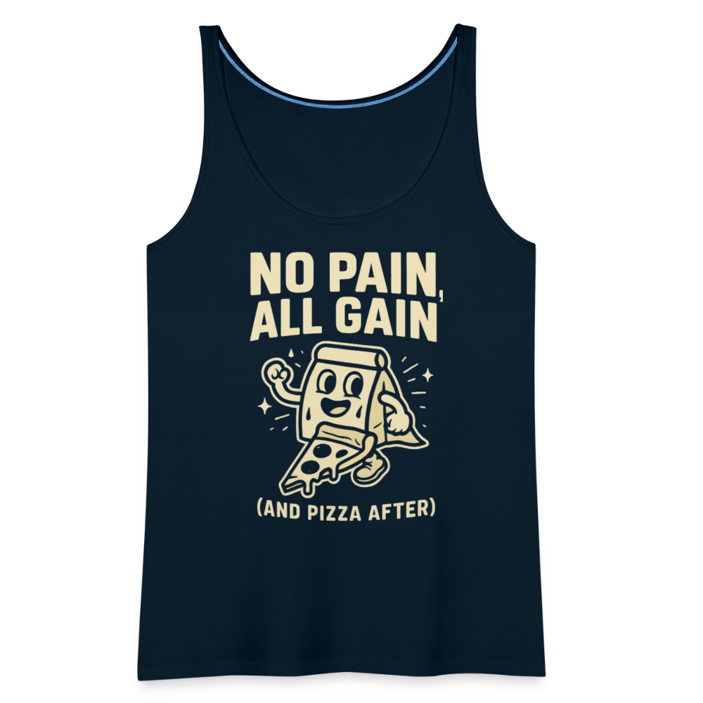 No Pain, All Gain (and Pizza After) Tank Top - deep navy