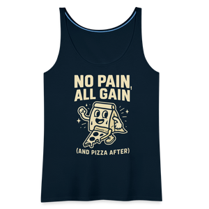 No Pain, All Gain (and Pizza After) Tank Top - deep navy