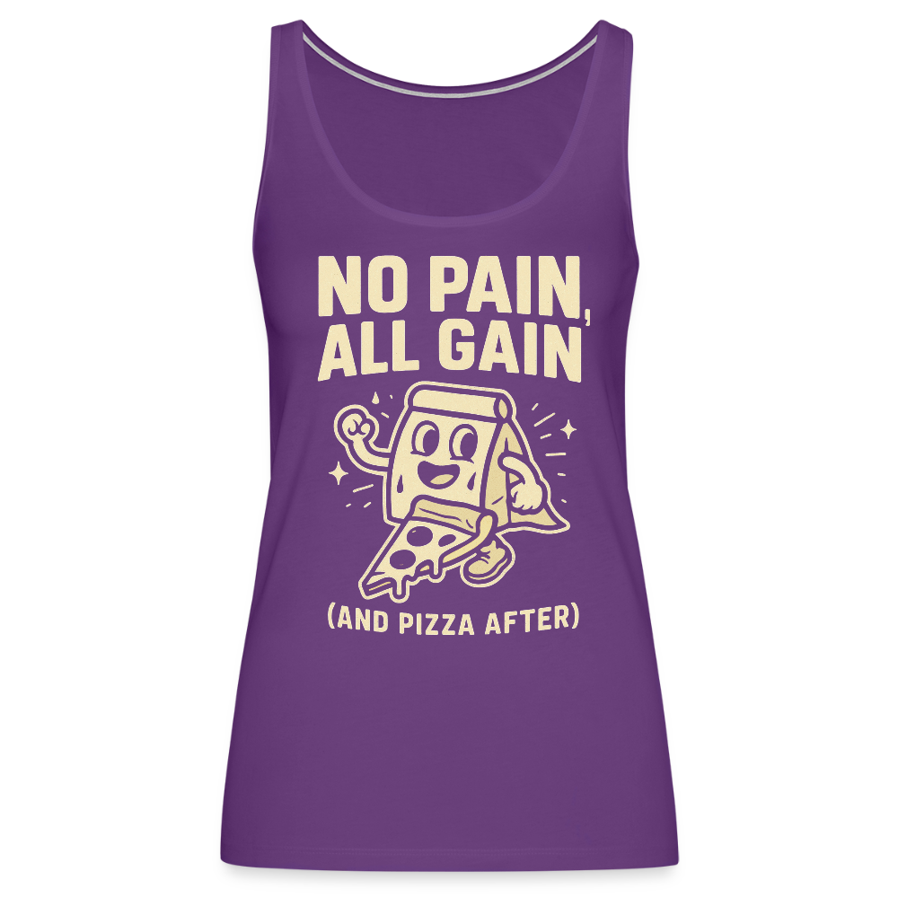 No Pain, All Gain (and Pizza After) Tank Top - purple