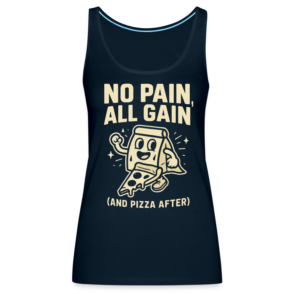 No Pain, All Gain (and Pizza After) Tank Top - deep navy