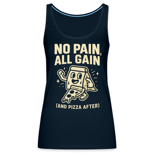 No Pain, All Gain (and Pizza After) Tank Top - deep navy
