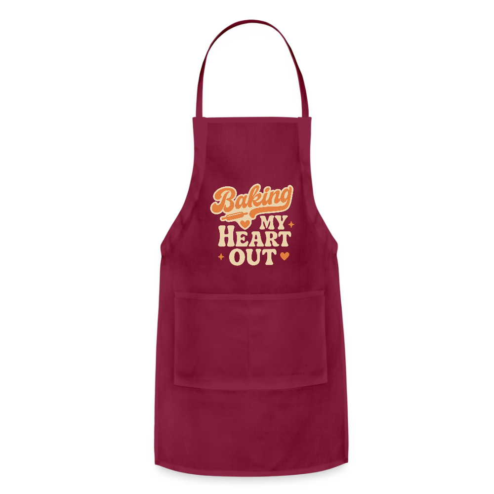 Baking My Heart Out" Apron - burgundy