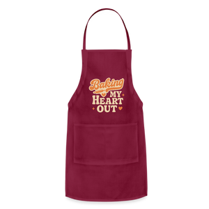 Baking My Heart Out" Apron - burgundy