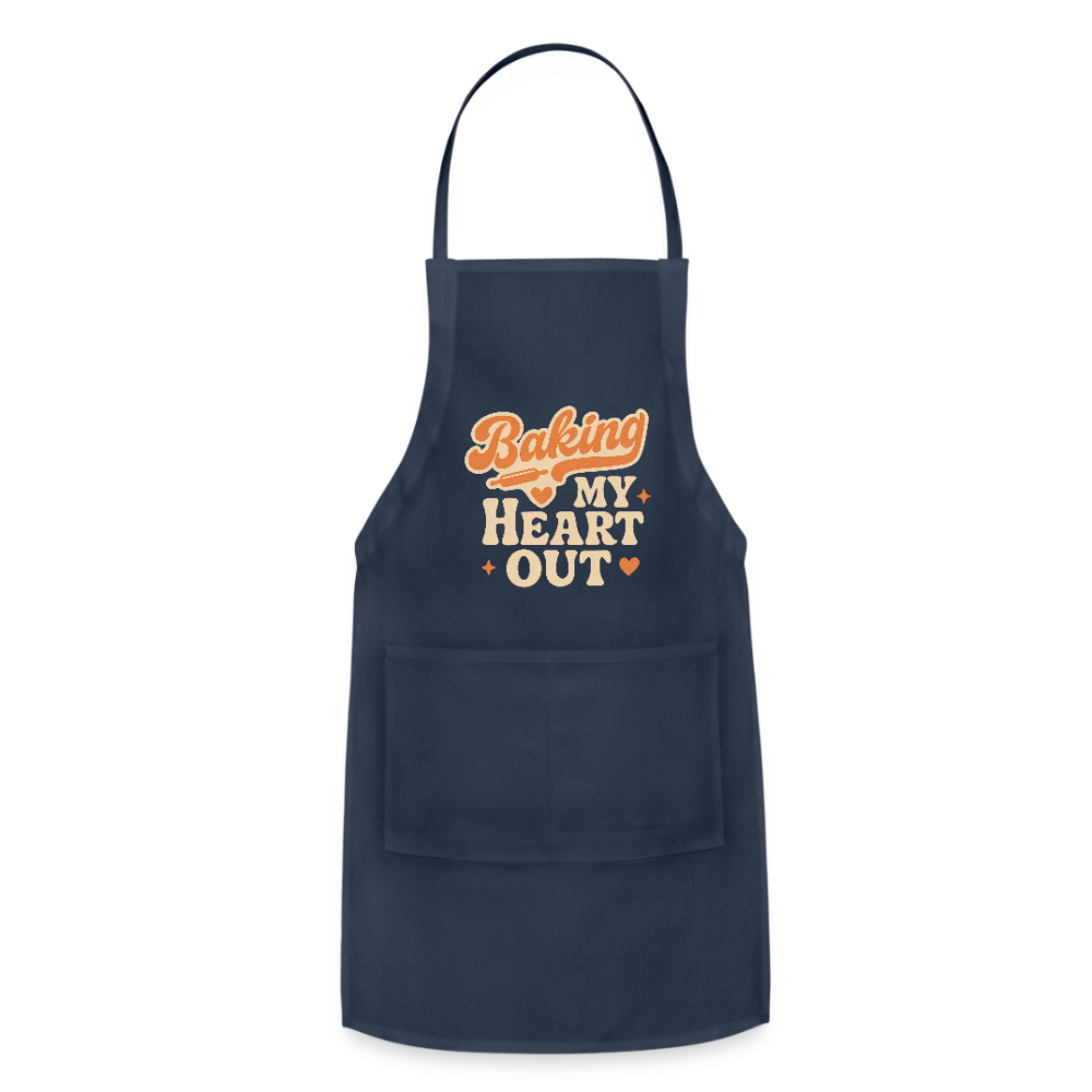 Baking My Heart Out" Apron - navy