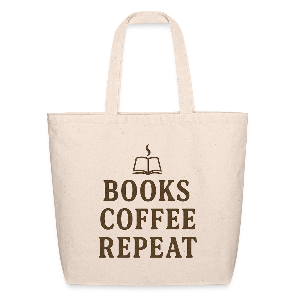 Books, Coffee, Repeat Tote Bag - natural