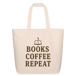 Books, Coffee, Repeat Tote Bag - natural