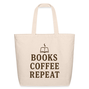 Books, Coffee, Repeat Tote Bag - natural