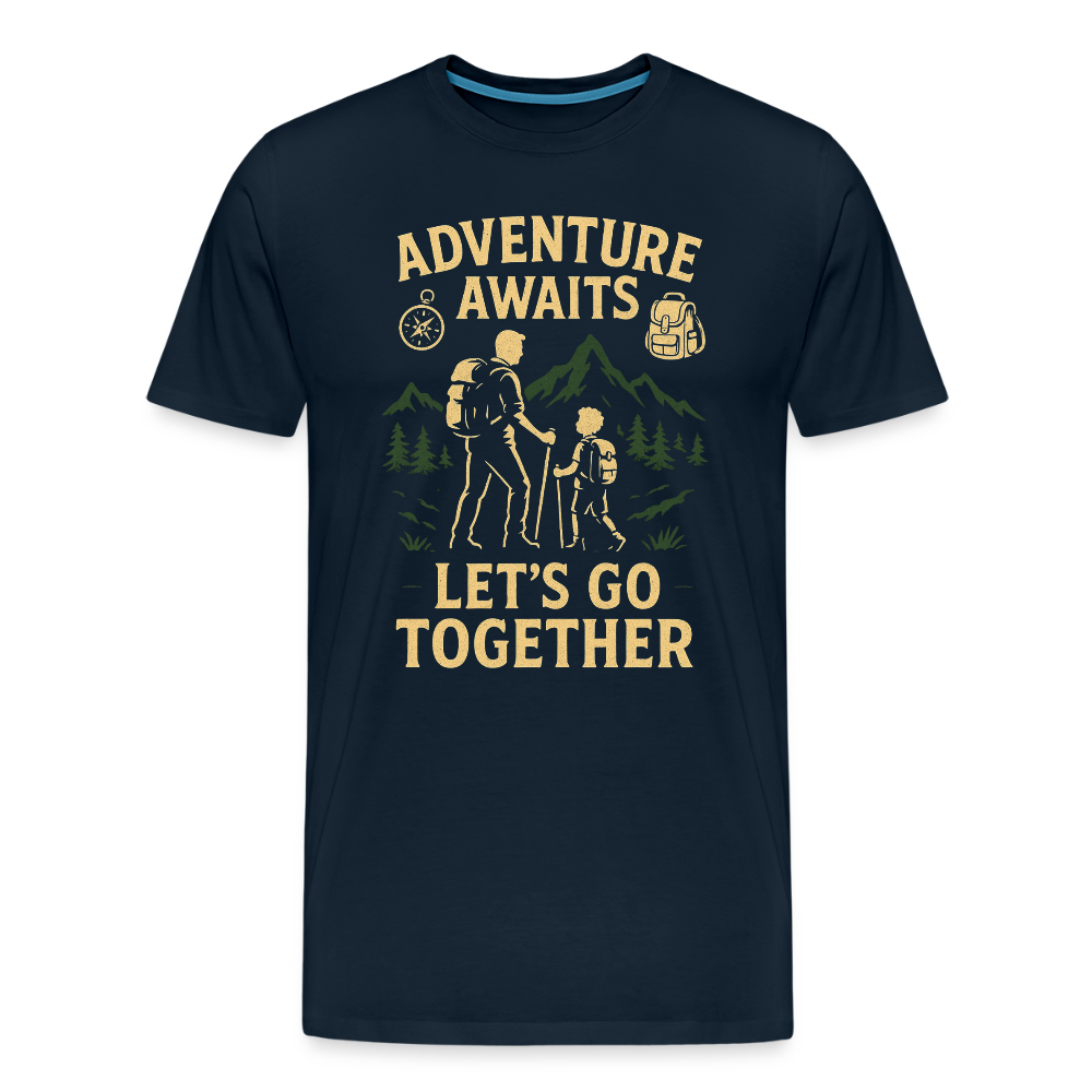 Adventure Awaits, Let’s Go Together T-shirt - Family Adventure Shirt - deep navy