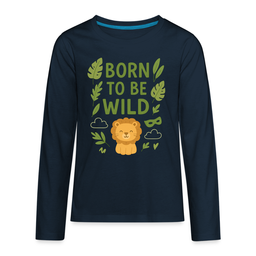 Born to Be Wild Kids Long Sleeve Tee - deep navy