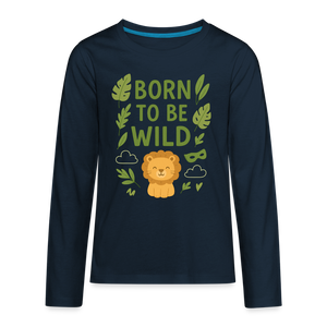 Born to Be Wild Kids Long Sleeve Tee - deep navy