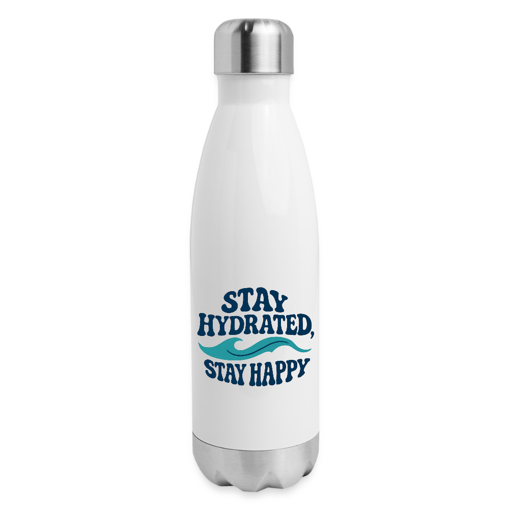 Stay Hydrated, Stay Happy Bottle - white