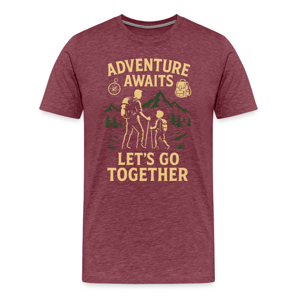 Adventure Awaits, Let’s Go Together T-shirt - Family Adventure Shirt - heather burgundy