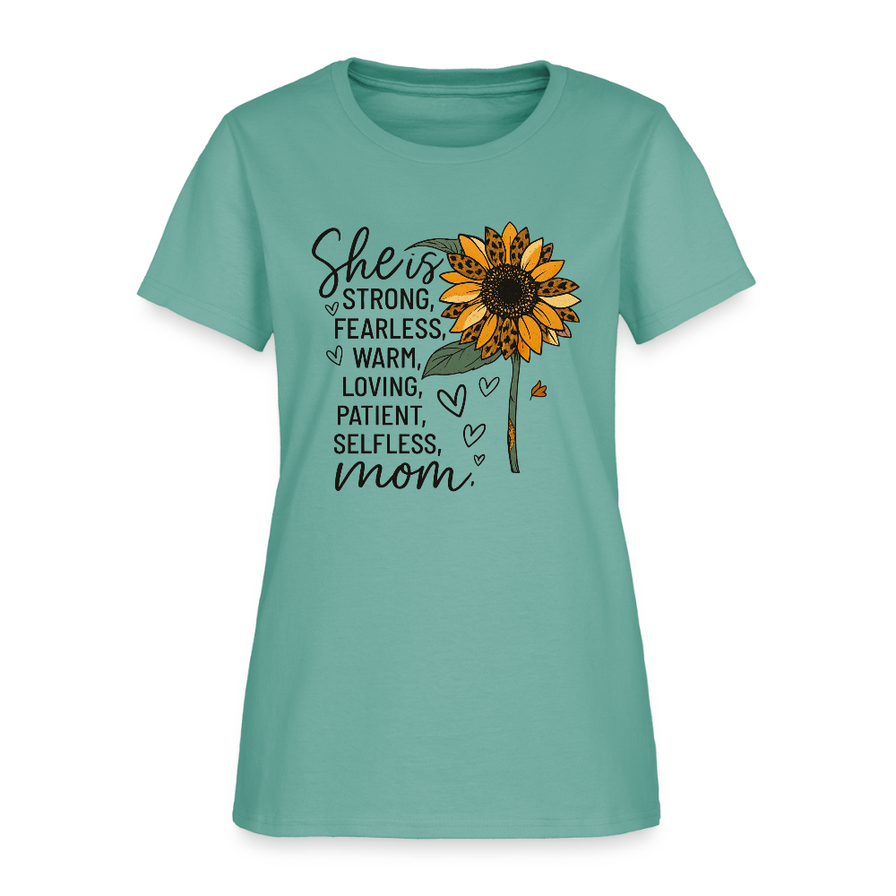 She is Strong, Fearless, Warm, Loving, Patient, Selfless, Mom Women’s T-shirt - aquatic
