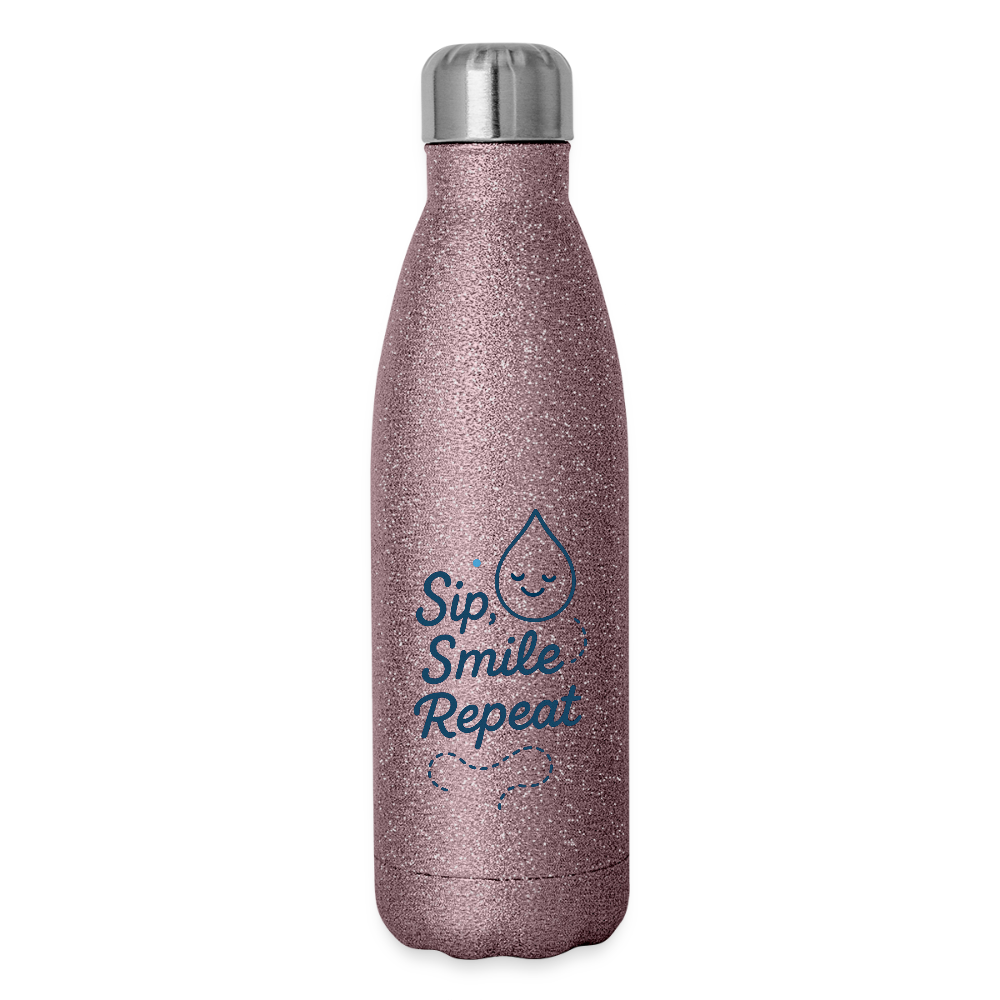 Sip, Smile, Repeat Mug Bottle - pink glitter