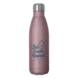 Sip, Smile, Repeat Mug Bottle - pink glitter