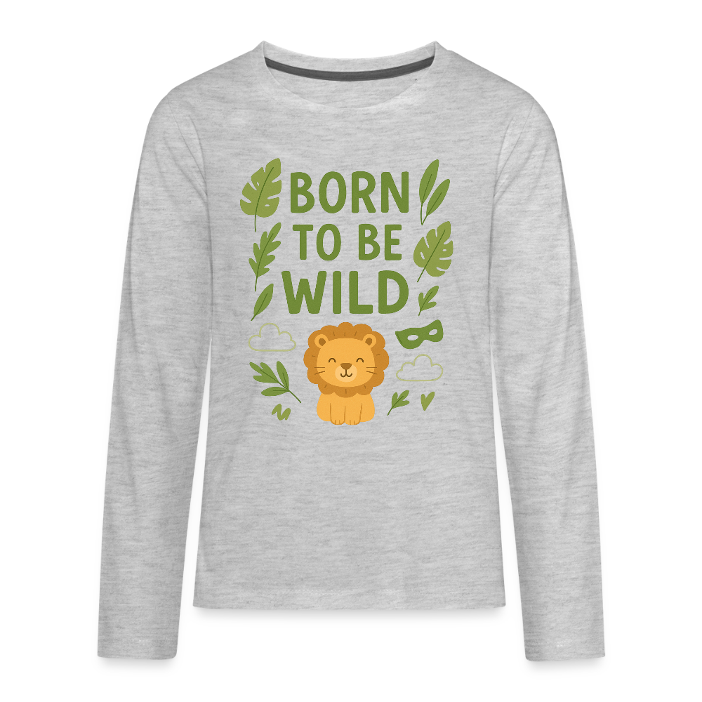 Born to Be Wild Kids Long Sleeve Tee - heather gray