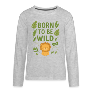Born to Be Wild Kids Long Sleeve Tee - heather gray