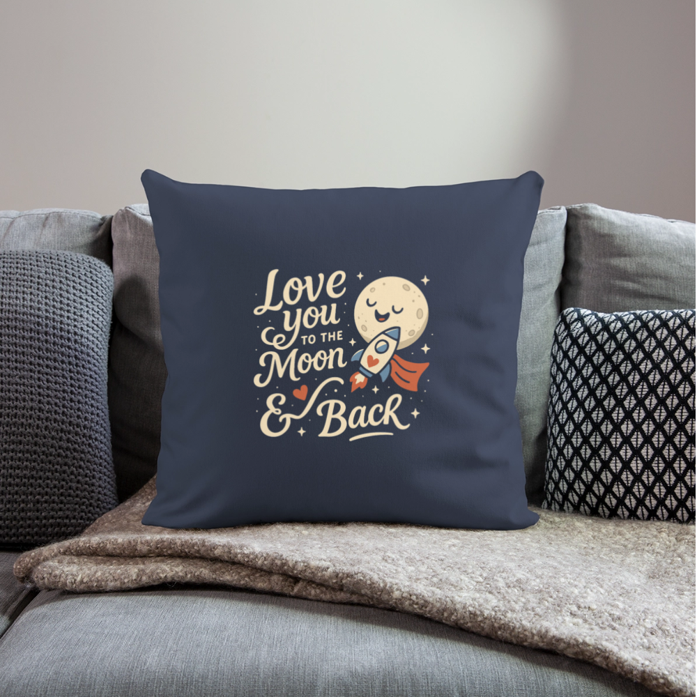 Love You to the Moon & Back Pillow Case - navy