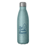 Sip, Smile, Repeat Mug Bottle - turquoise glitter