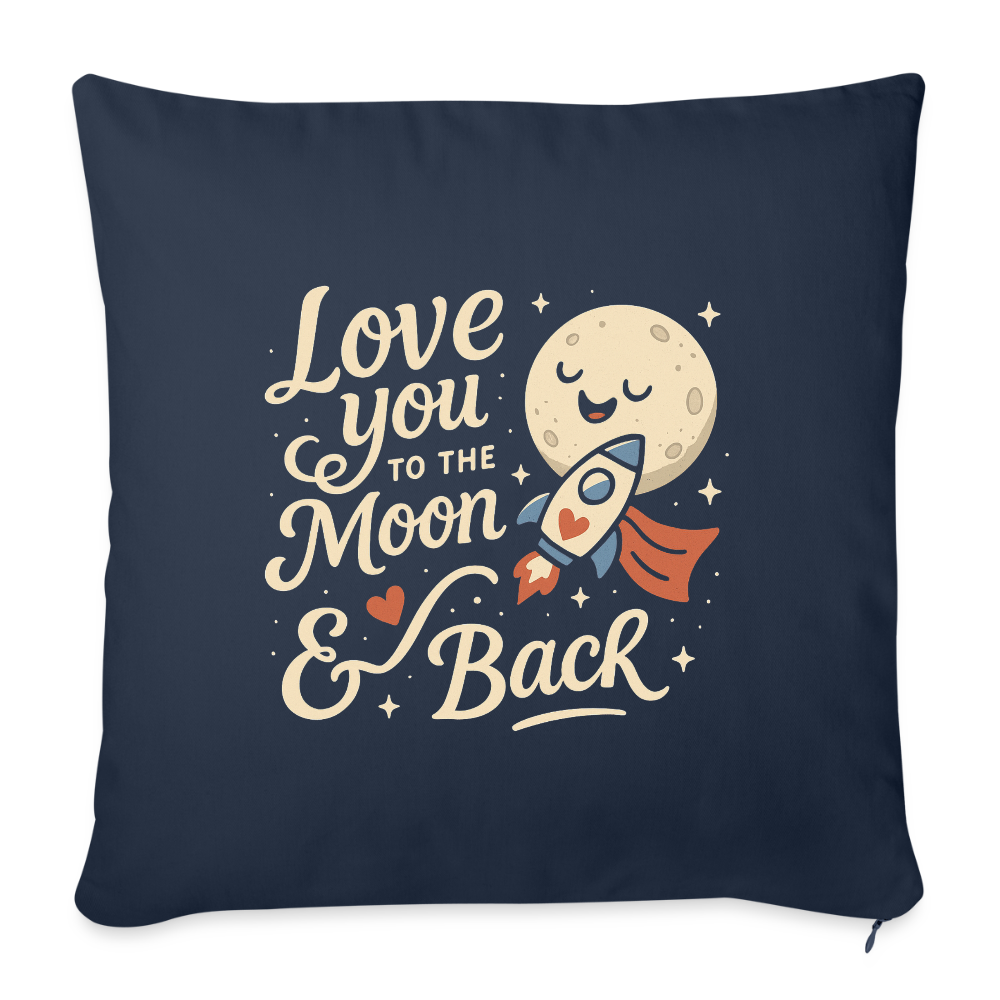 Love You to the Moon & Back Pillow Case - navy