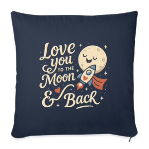 Love You to the Moon & Back Pillow Case - navy