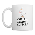 Coffee. Chaos. Cuddles. Mug - Fun, Cozy Mug for Busy Mornings - white