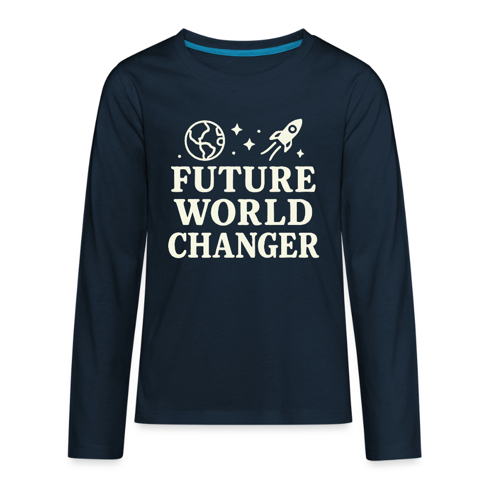 Future World Changer Kids Long Sleeve Tee - deep navy