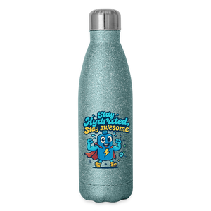 Stay Hydrated, Stay Awesome Bottle - turquoise glitter