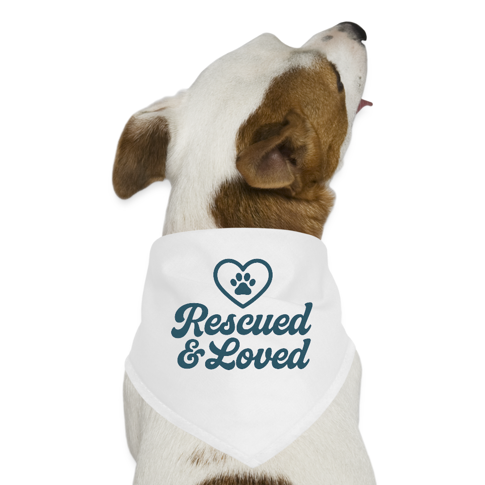 Rescued & Loved Dog Bandana - white