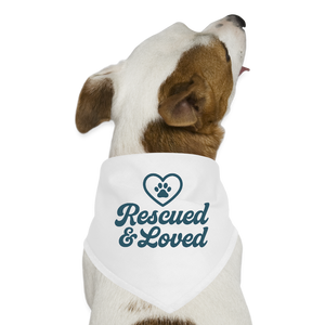 Rescued & Loved Dog Bandana - white