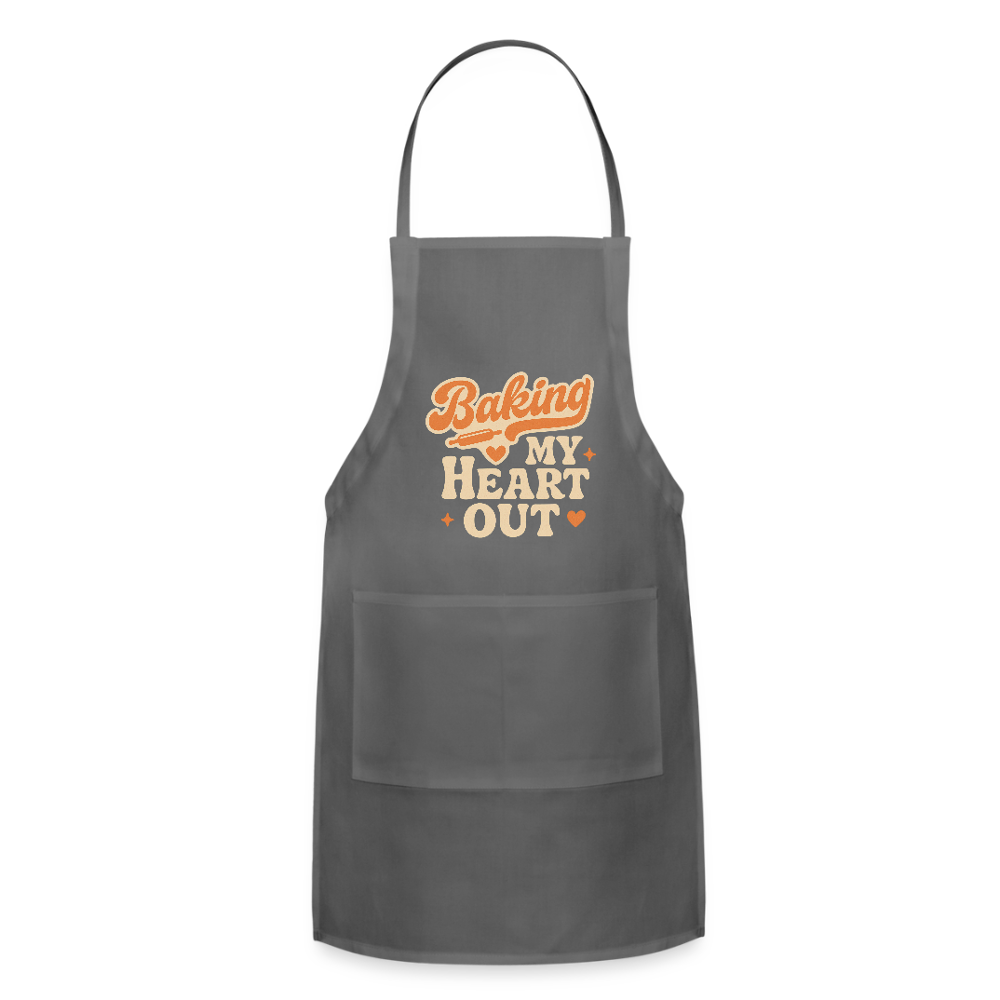 Baking My Heart Out" Apron - charcoal